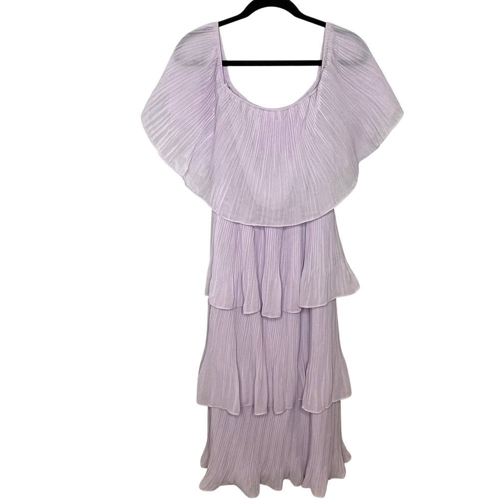 Lulus NEW Gala Ready Lavender Off-the-Shoulder Ruffle Midi Dress LARGE - Picture 2 of 10